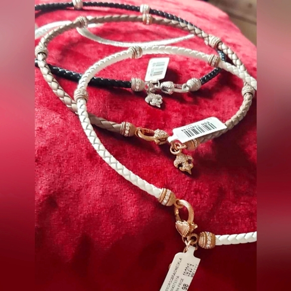 Judith Ripka Jewelry - Judith Ripka 925 silver, Leather Verona Rope w/ Rare Fleur de Lis Charm